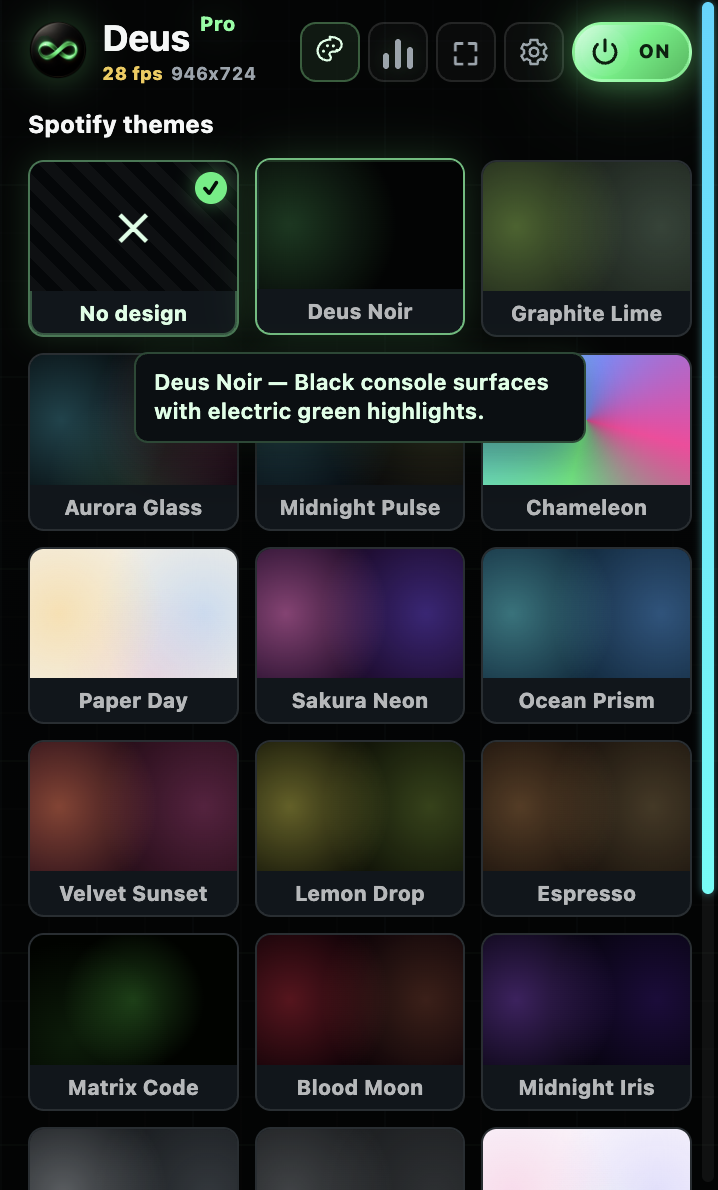 Deus Spotify theme picker