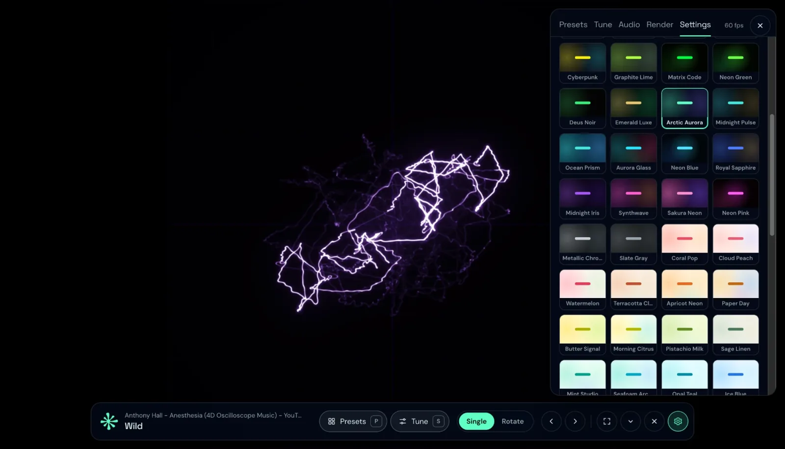 The Deus theme grid: dark themes such as Cyberpunk, Matrix Code, Deus Noir and Royal Sapphire at the top, light ones such as Coral Pop, Cloud Peach, Paper Day, Morning Citrus and Mint Studio below.